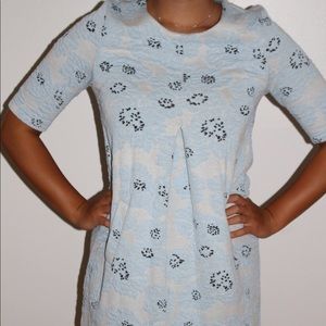 TYLER BOE blue floral mid sleeve dress
